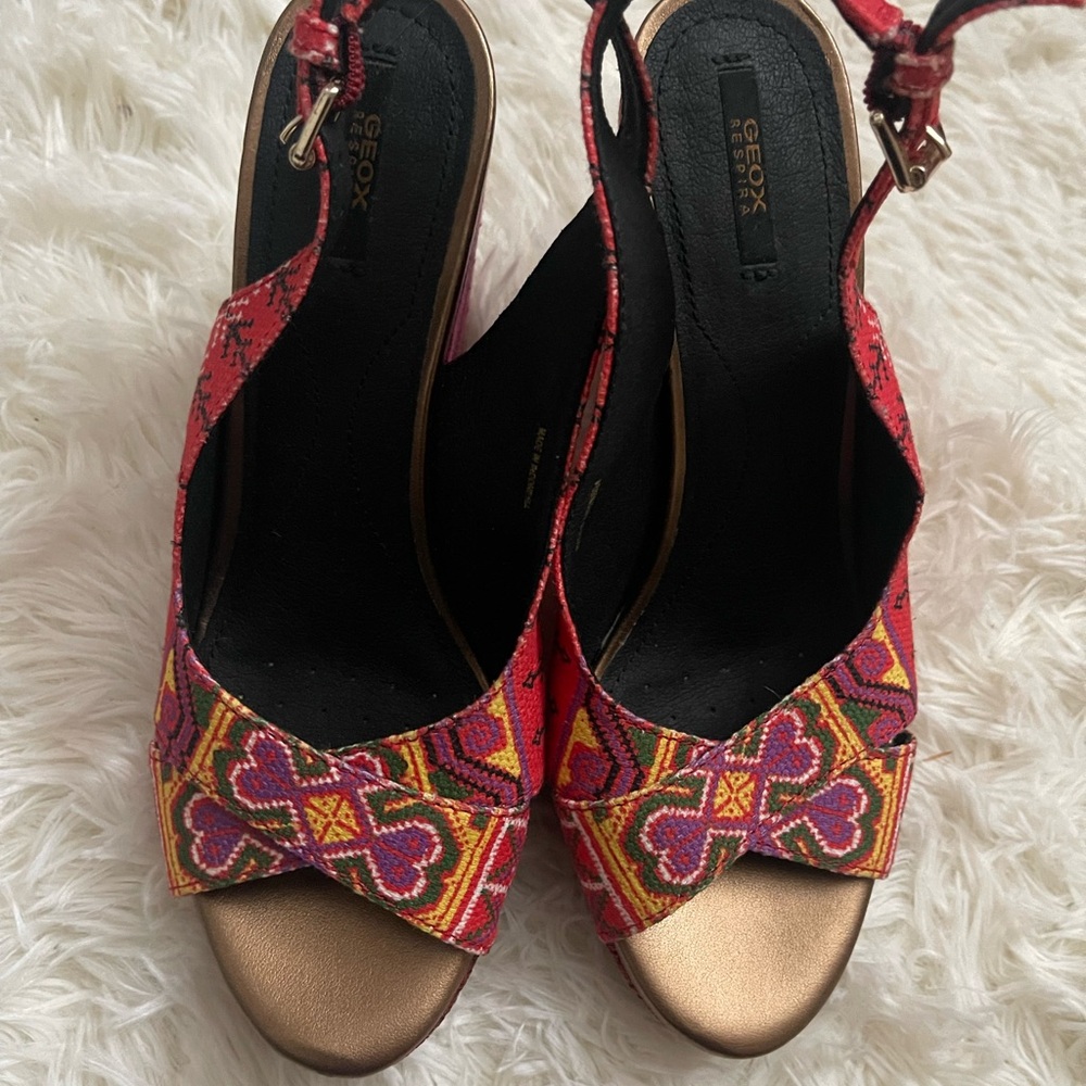 Geox Red, pinks and Gold wedge , limited edition